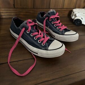 Converse Navy Sneakers with Pink Accents